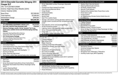 2014 Chevrolet Corvette Stingray Z51 2LT