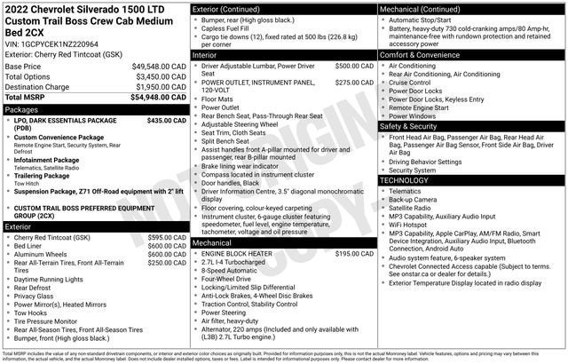 2022 Chevrolet Silverado 1500 LTD Custom Trail Boss