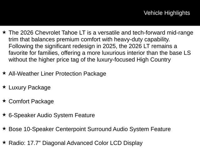 2026 Chevrolet Tahoe LT