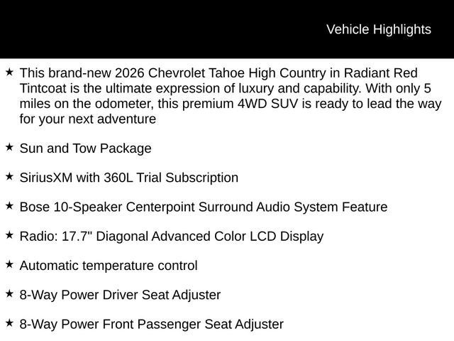 2026 Chevrolet Tahoe High Country