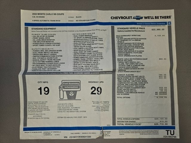 2002 Chevrolet Monte Carlo SS