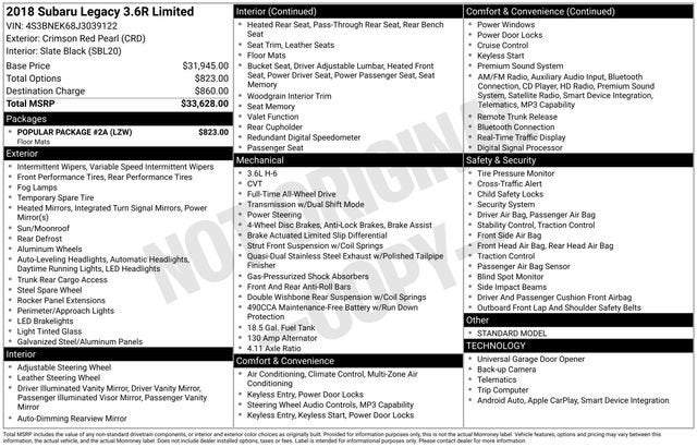 2018 Subaru Legacy Limited