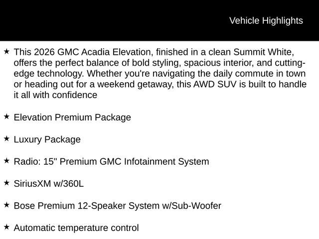 2026 GMC Acadia Elevation