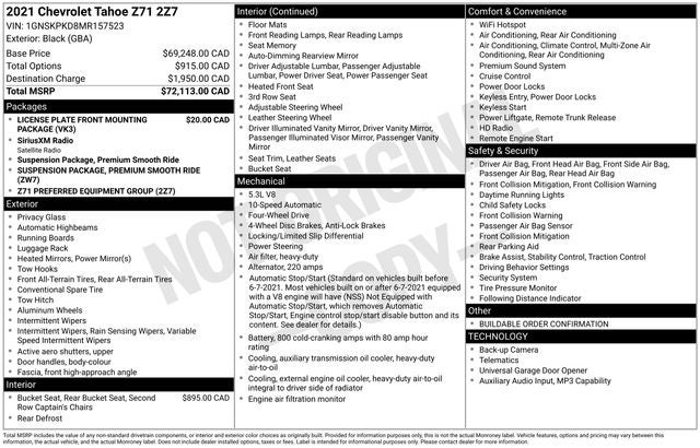 2021 Chevrolet Tahoe Z71