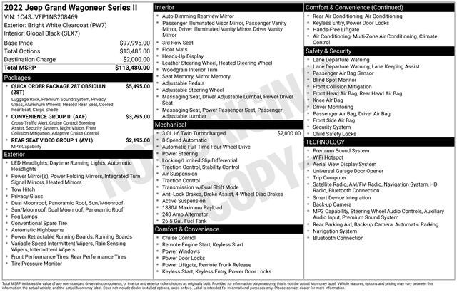 2022 Jeep Grand Wagoneer Series II OBSIDIAN PACKAGE