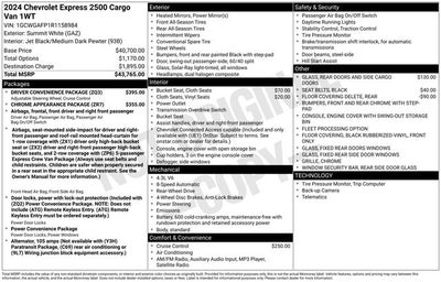 2024 Chevrolet Express 2500 Work Van Cargo