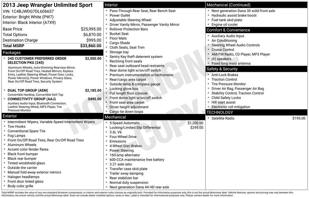 2013 Jeep Wrangler Unlimited Sport